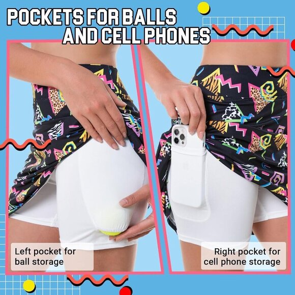 Women Tennis Skirt with Pockets Sport Skort High Waisted Athletic Golf - Picture 3 of 6